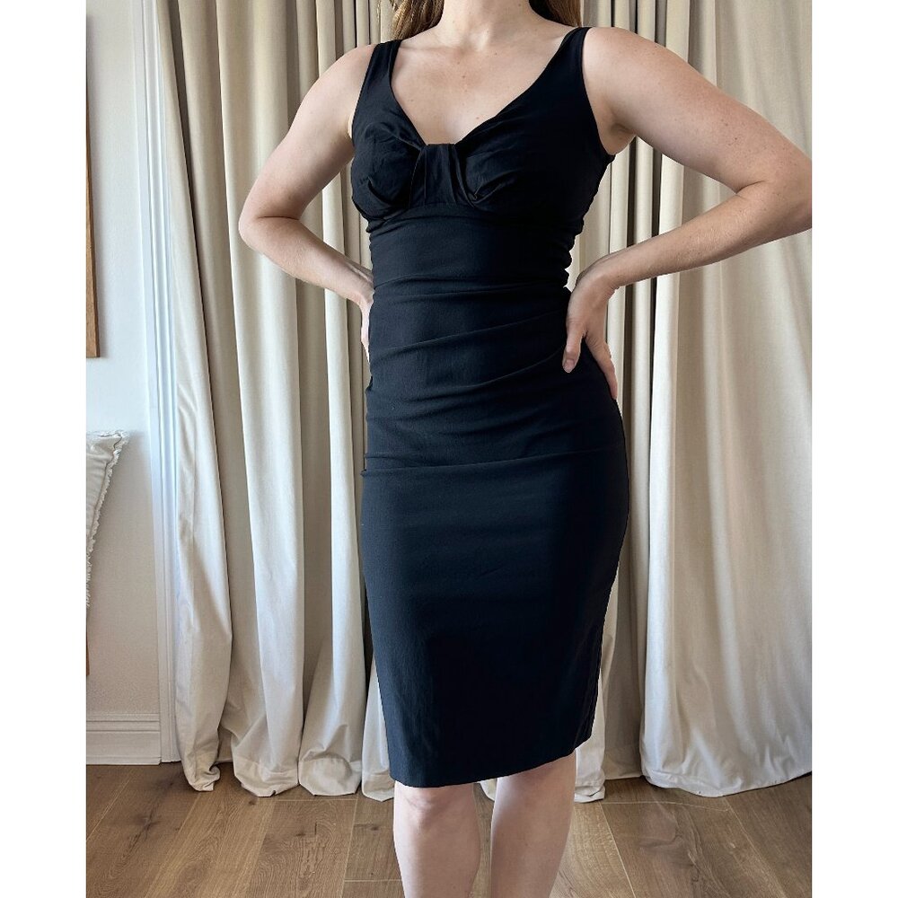 Black structured vintage style wiggle dress